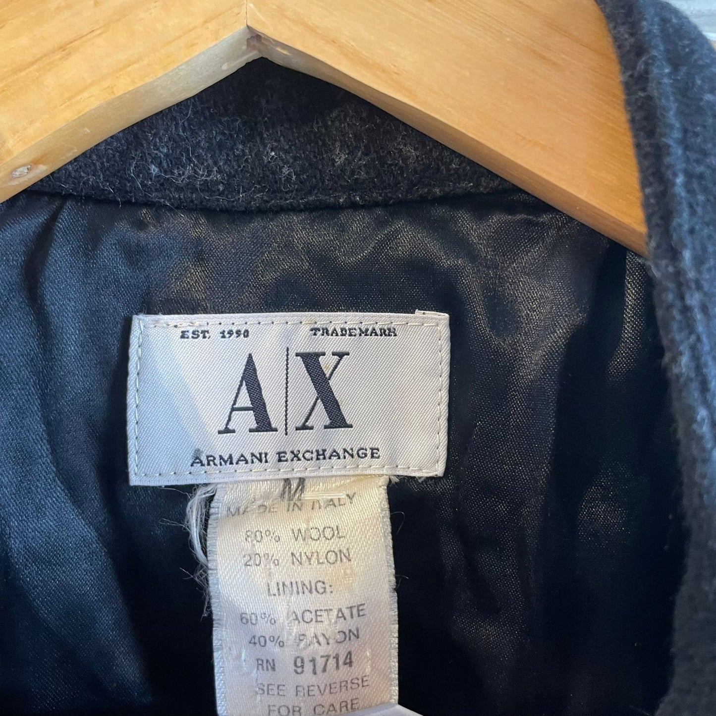 Vintage 90s Black Armani Zip Wool Jacket Coat