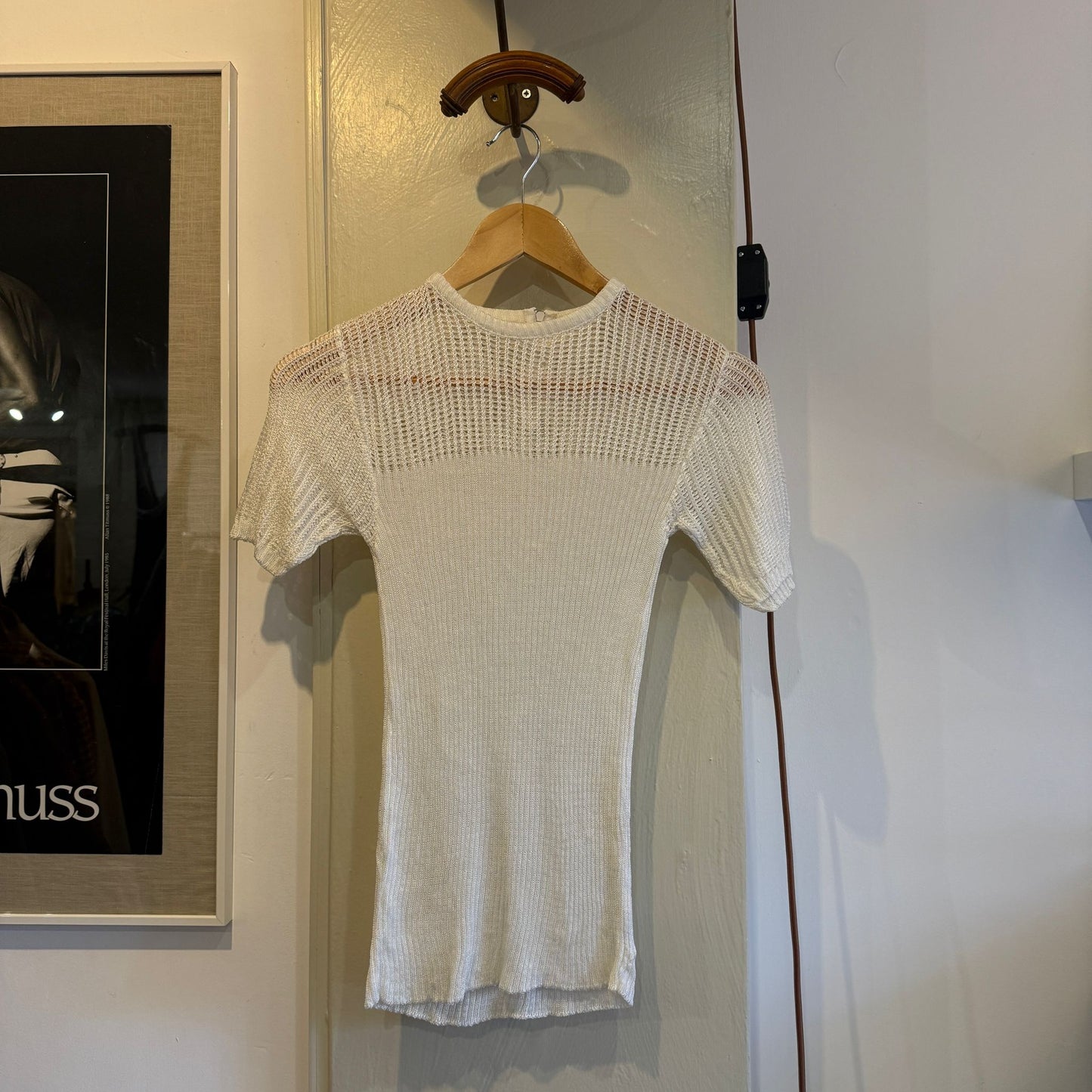 1960s 1970s White Unusual Knitted T-Shirt Top