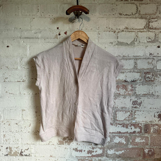 1950s Beige Knitted british button Top