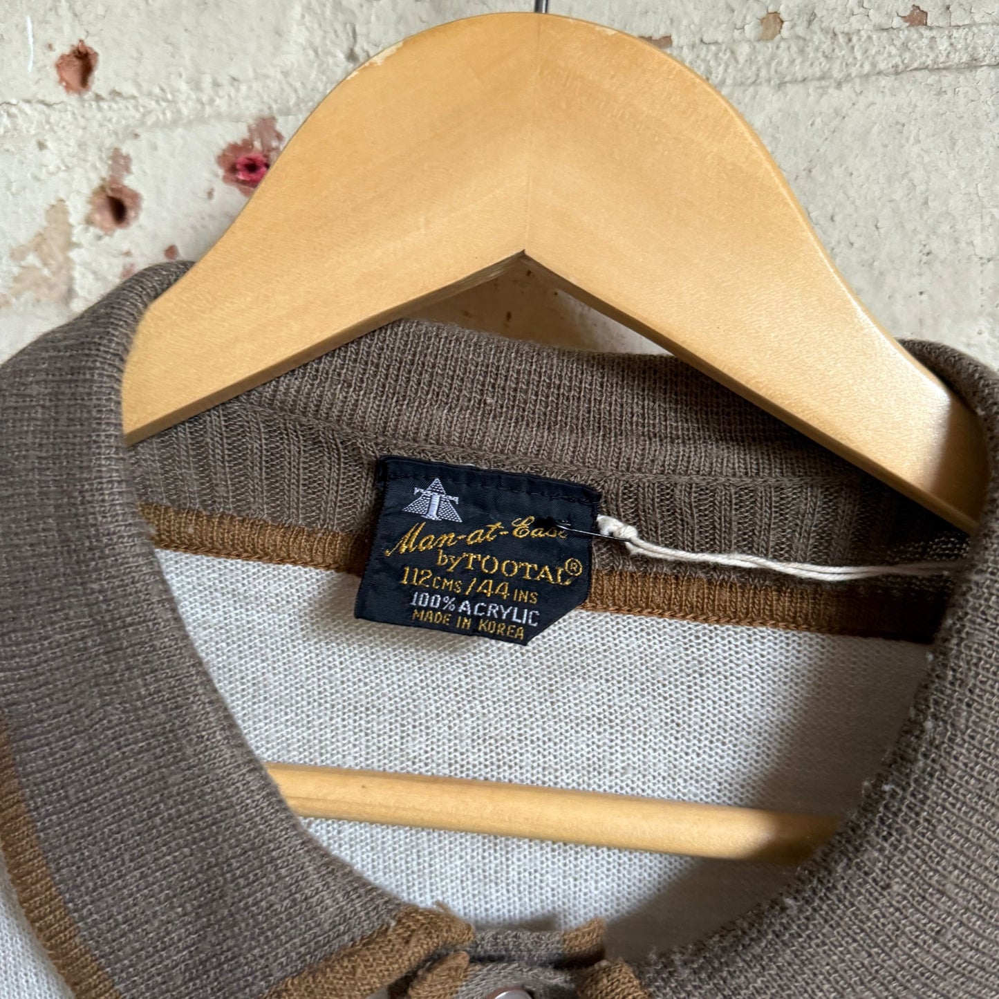 1980s Beige Tootal Polo Shirt Top