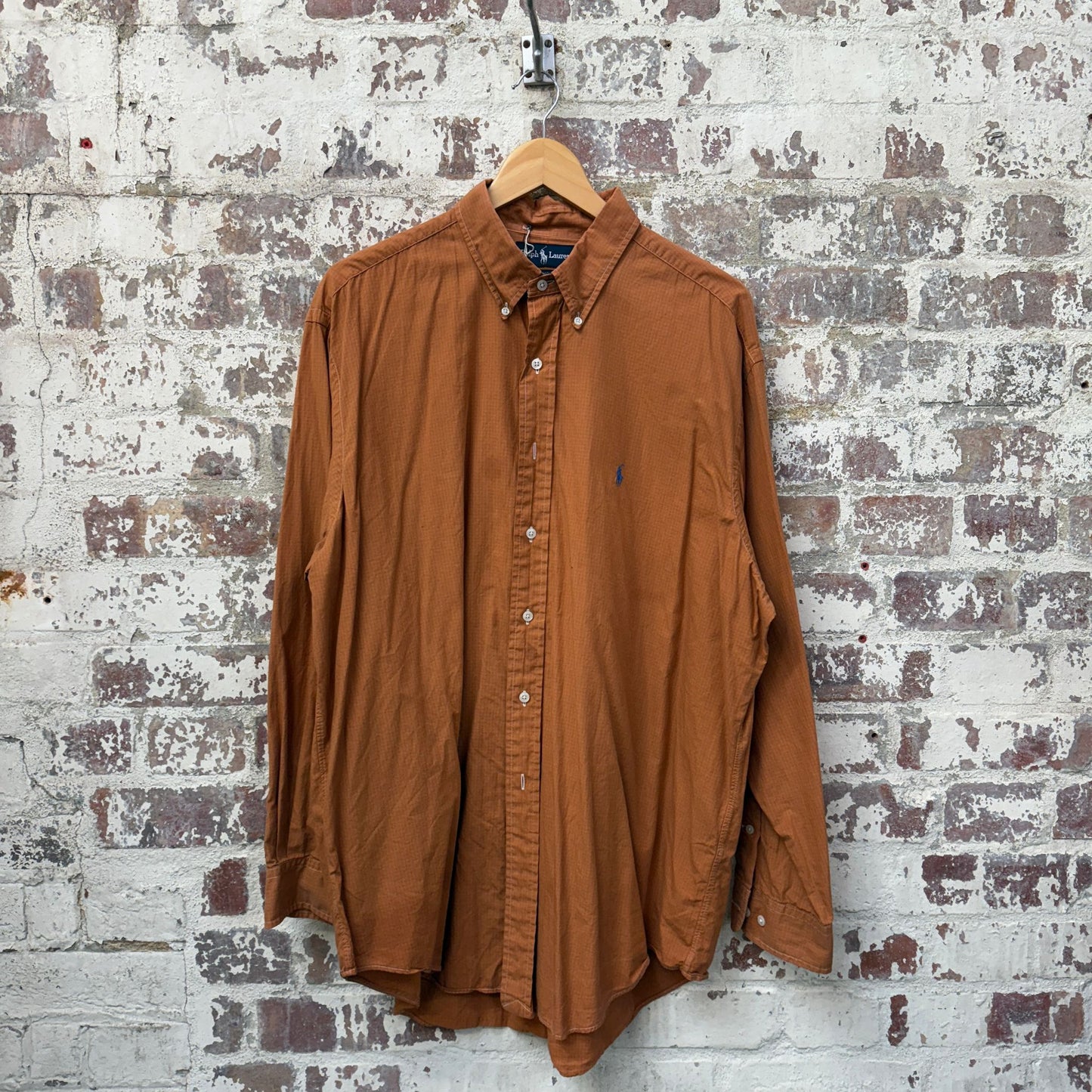 1990s Orange Ralph Lauren Button Up Shirt