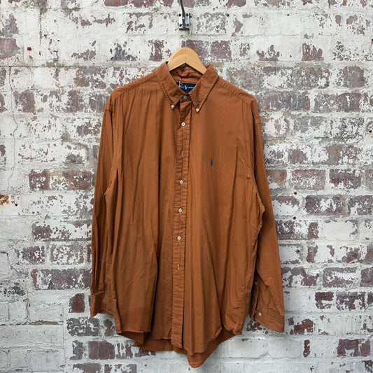 1990s Orange Ralph Lauren Button Up Shirt