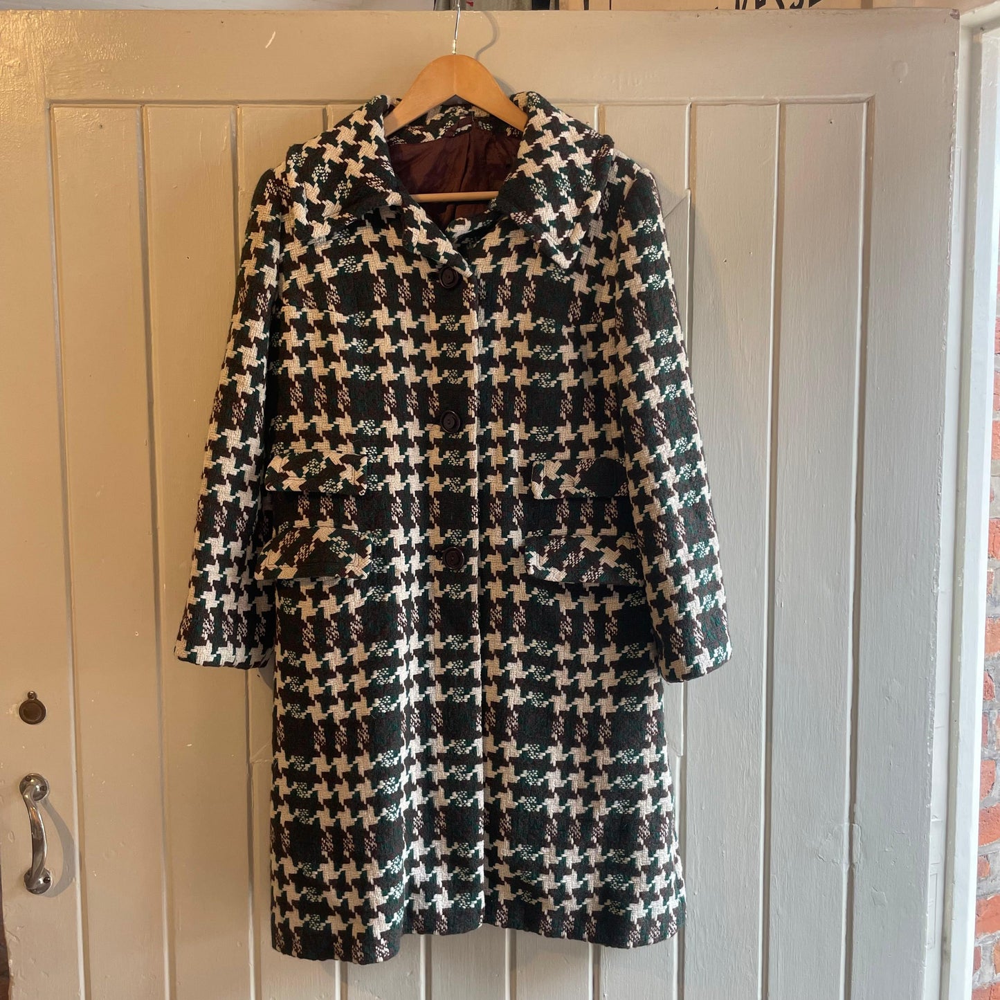 1960s Green Checkered Wool Coat Jacket
