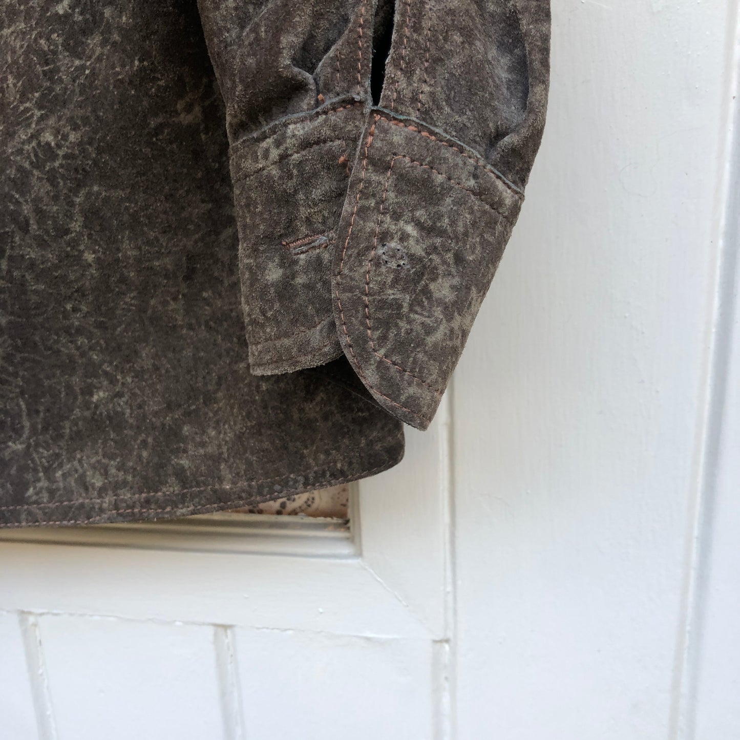 1970s Brown Patterned Suede Shirt Jacket