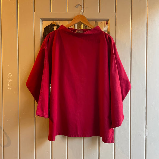 1950s Red British Holdfast Work Pullover Smock Jacket