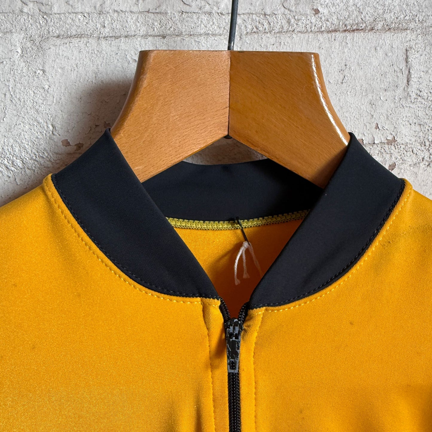 1970s Yellow Cycling Zip Shirt Top