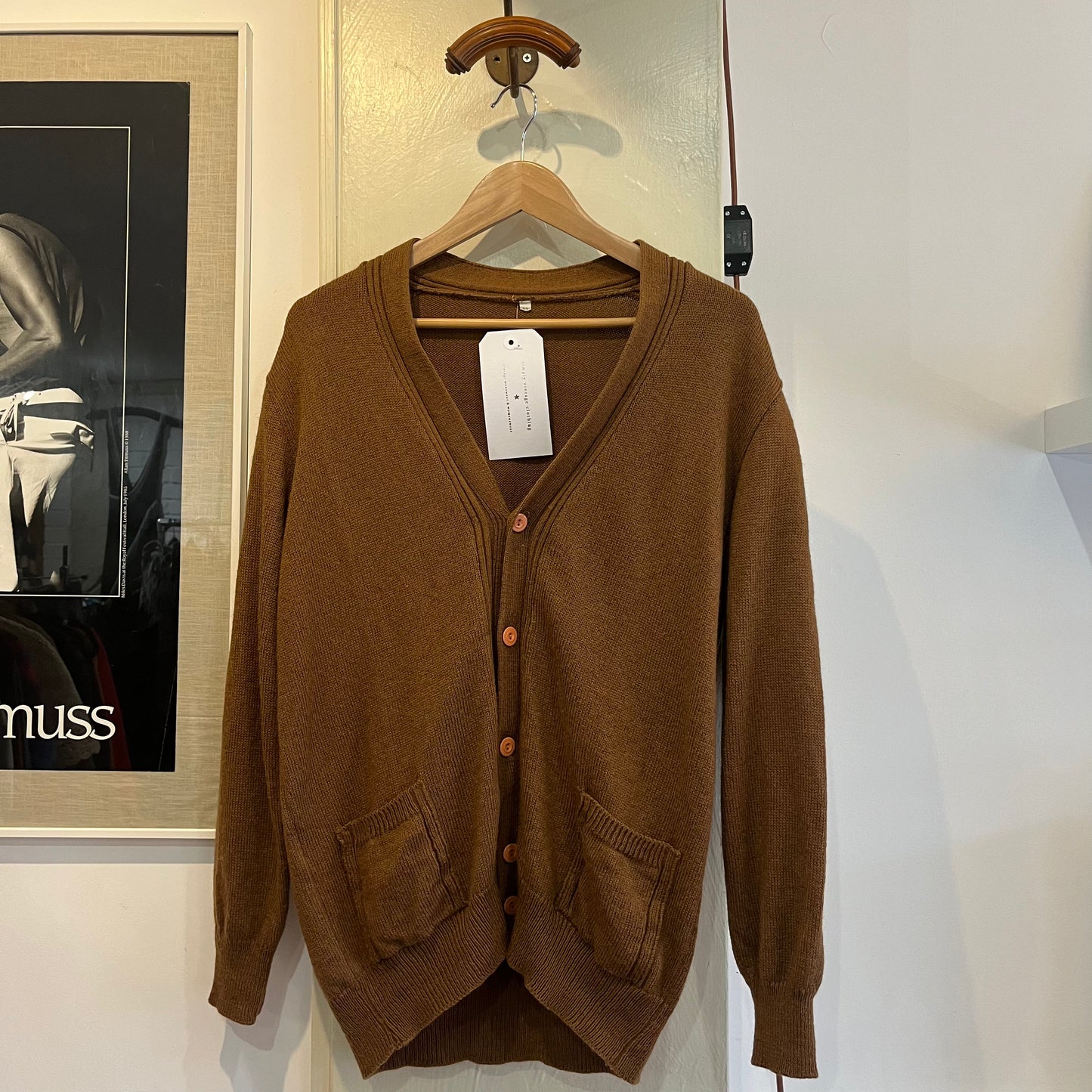 1980s Italian Brown Wool Knitted Cardigan Jumper