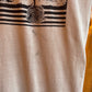 1970s Beige Brown Nature Graphic Ringer T-shirt