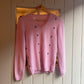 1980s Pink Cashmere Knitted Argyle V-Neck Jumper