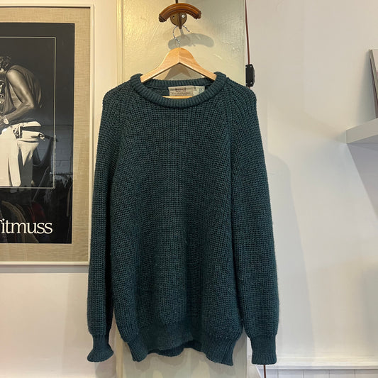 1970s Green Irish Wool Knitted Jumper