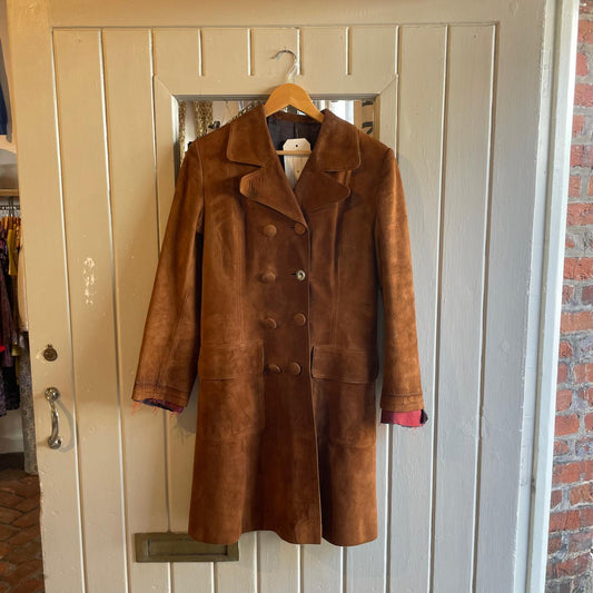 1960s Double breasted Brown Suede Long Coat