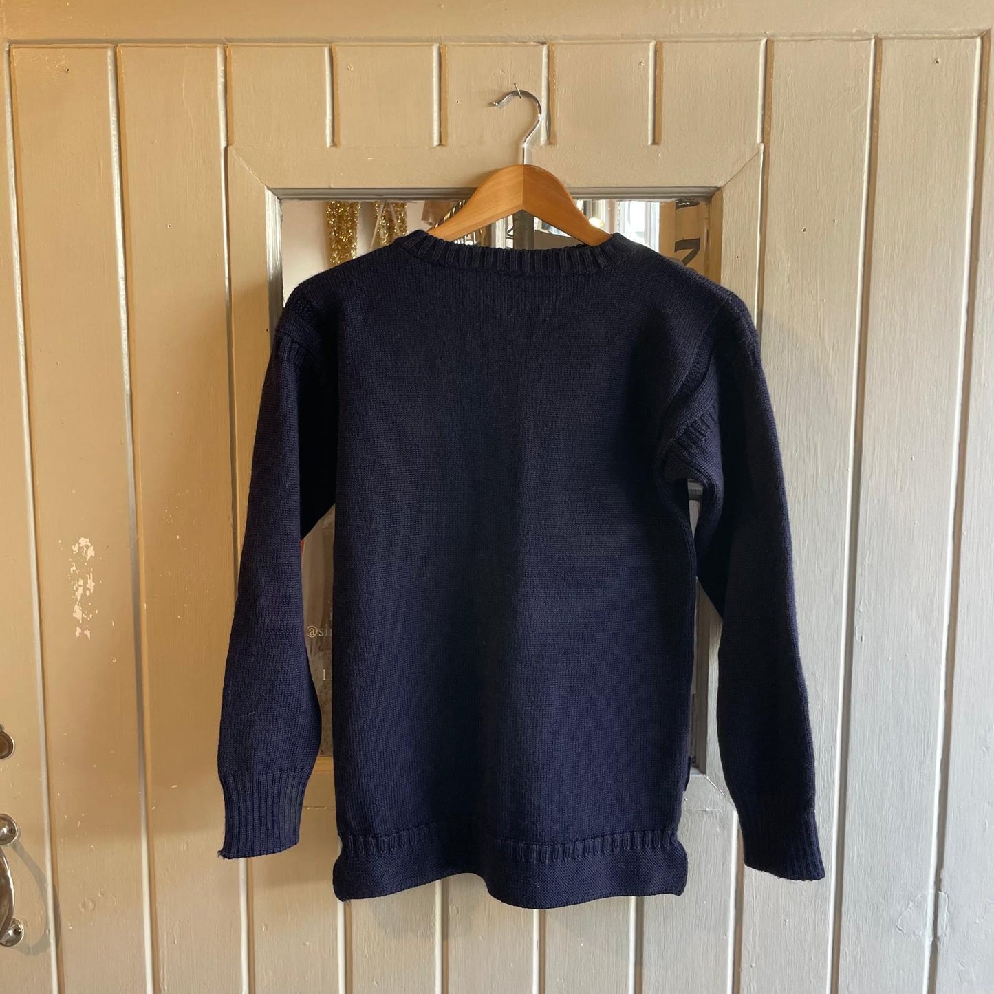 1970s 1980s Navy Fisherman Guernsey Wool Jumper