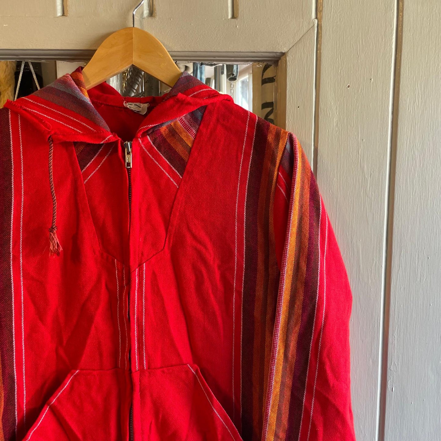 1970s Red Knitted Zip Up Hoodie Jumper