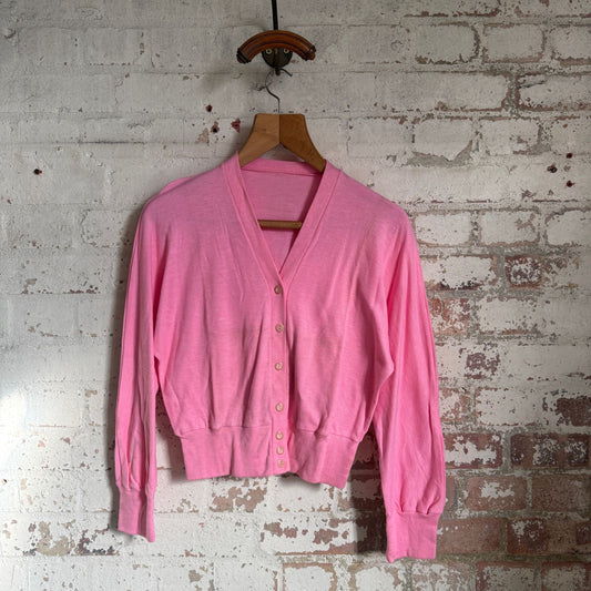 1960s Pink Cotton Cardigan Jumper