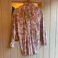 1980s Pink Floral Button Up Shirt Blouse
