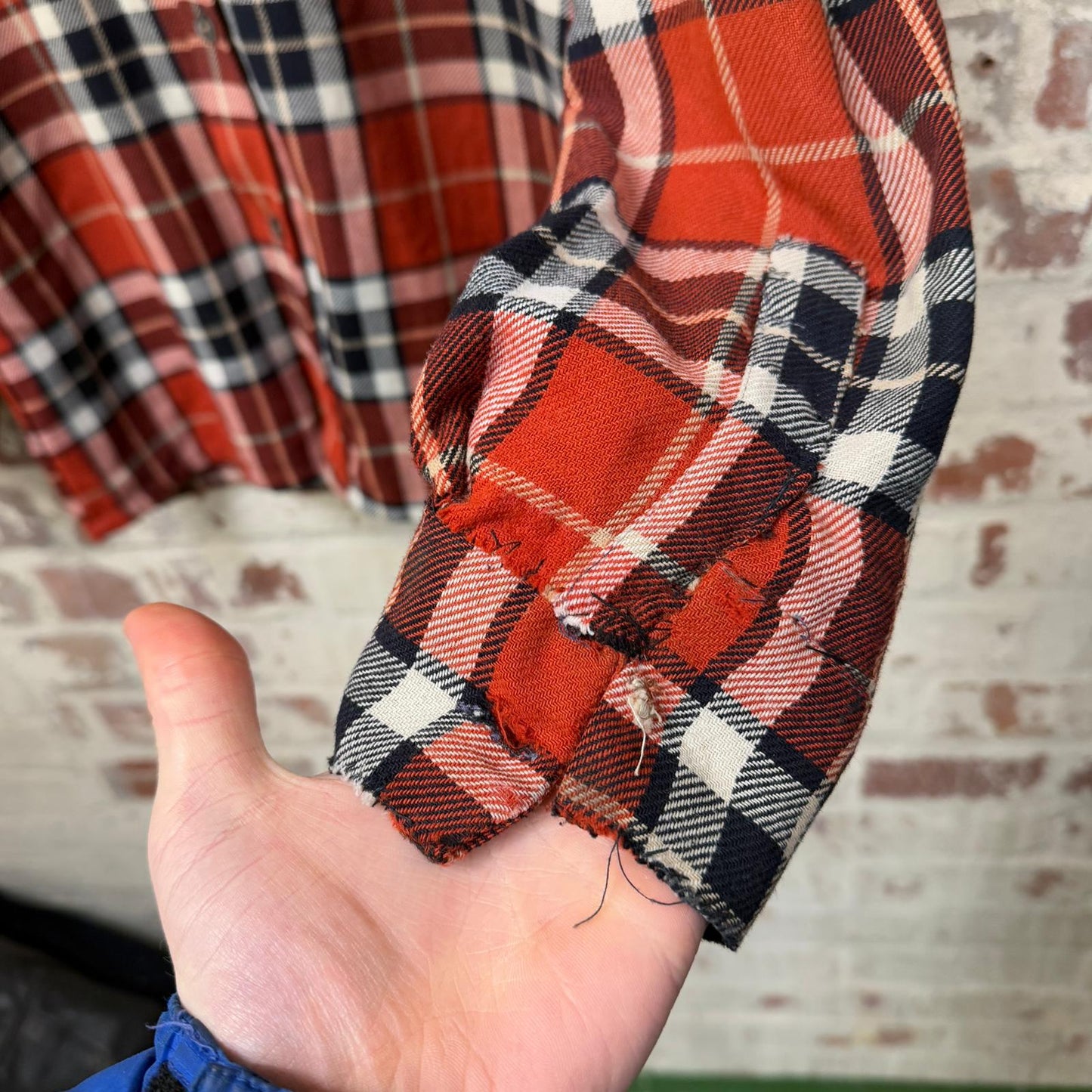 1970s Orange Checkered Button Up Shirt