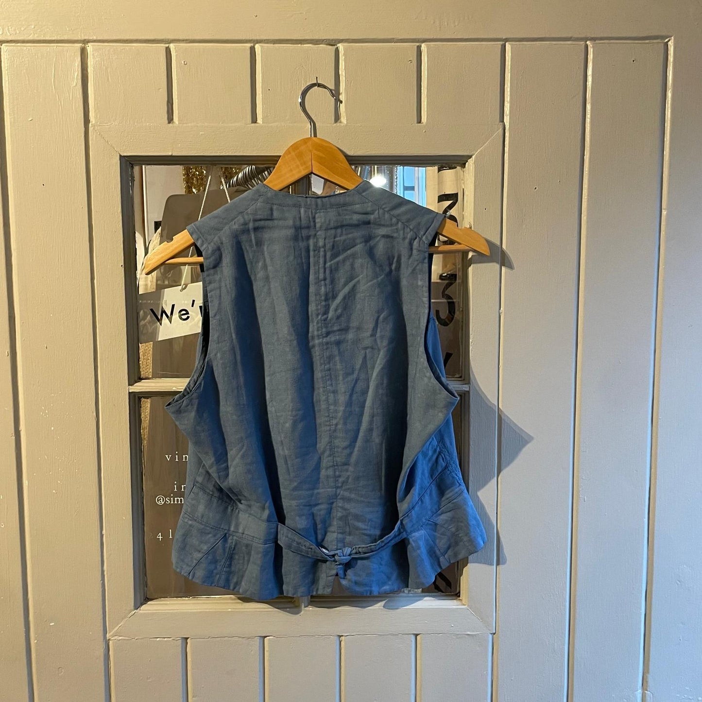 1930s Blue Linen Button Waistcoat