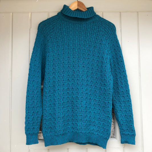 1960s Turquoise Wool Turtle Neck Knitted Jumper