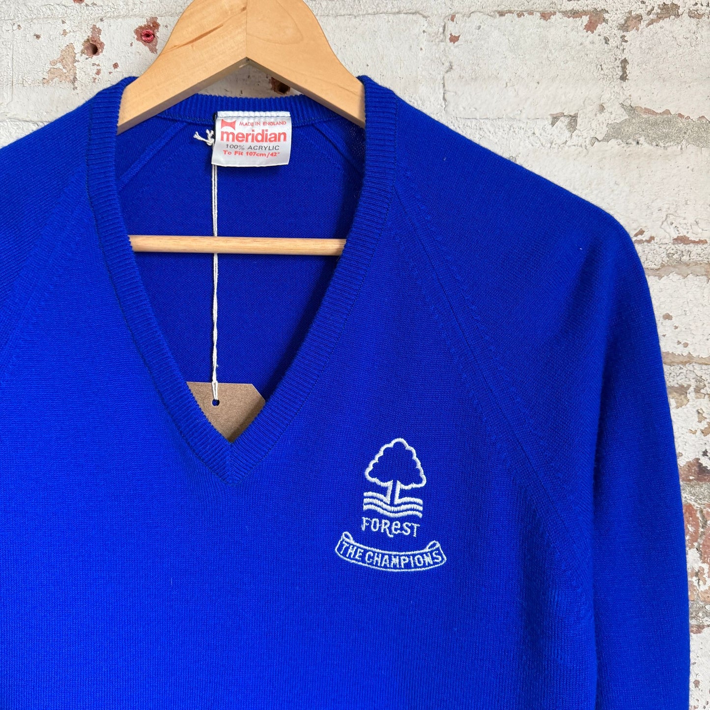 1980s Blue Nottingham Forest Knitted V-neck Jumper