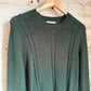 1980s Dark Green Navy Wool cable Knitted Jumper