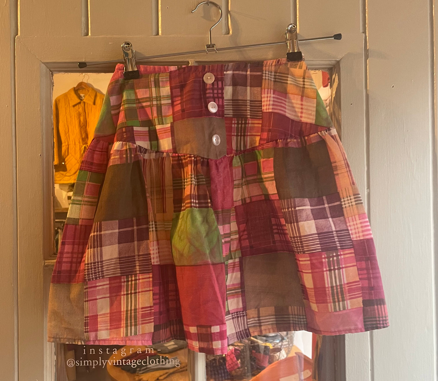 1970s Multi Coloured Checked Patchwork Skirt