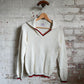 1950s White Knitted Button up Cardigan Jumper