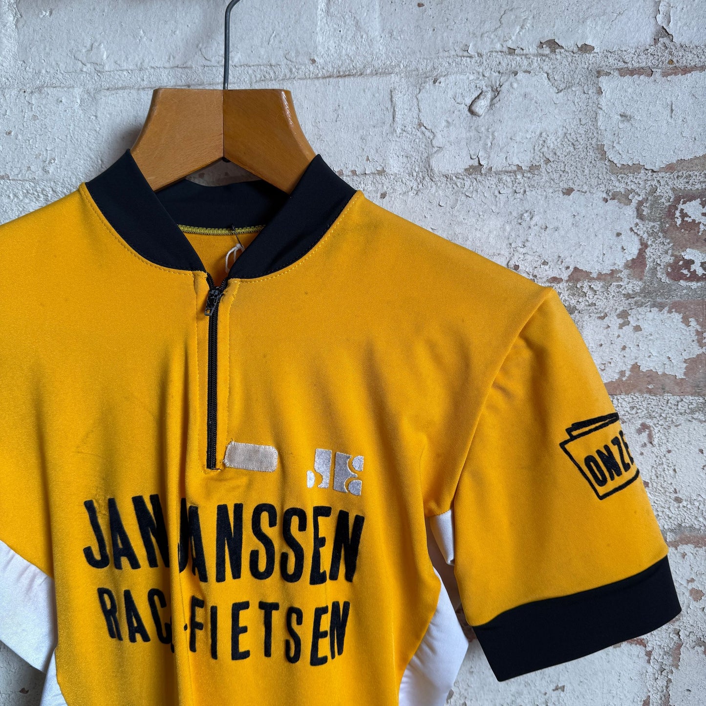 1970s Yellow Cycling Zip Shirt Top