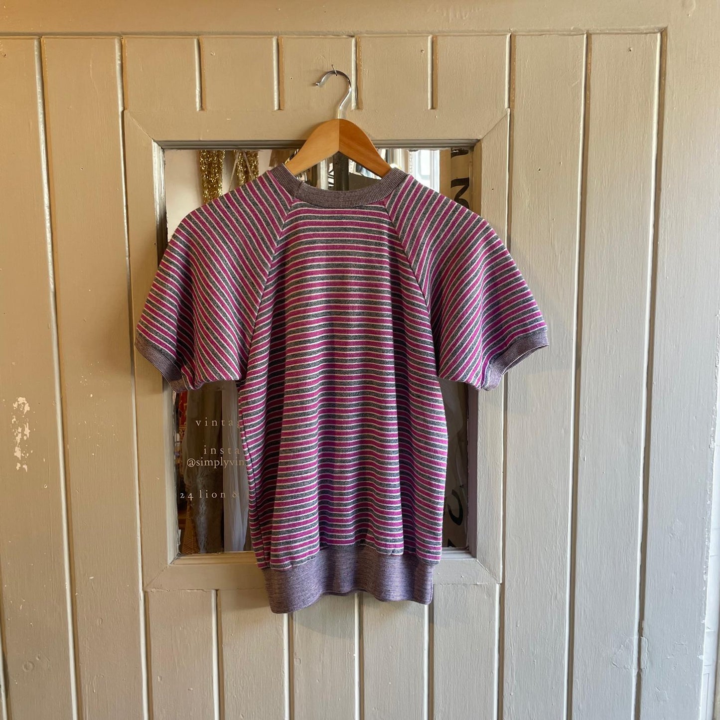 1970s Striped Short Sleeved Raglan Sweatshirt