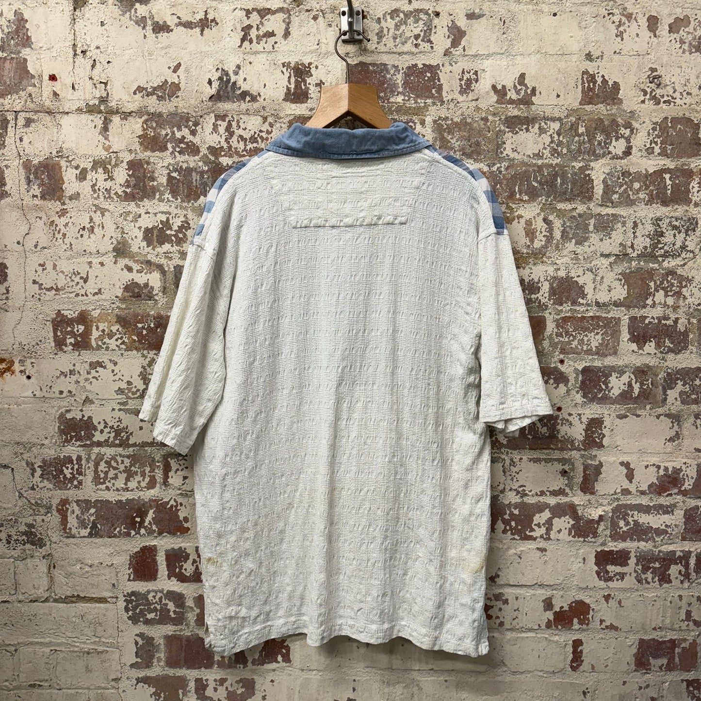 1980s White Checkered Short Sleeve Shirt