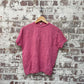 Vintage 1960s 1970s Pink Knitted Short Sleeved Jumper