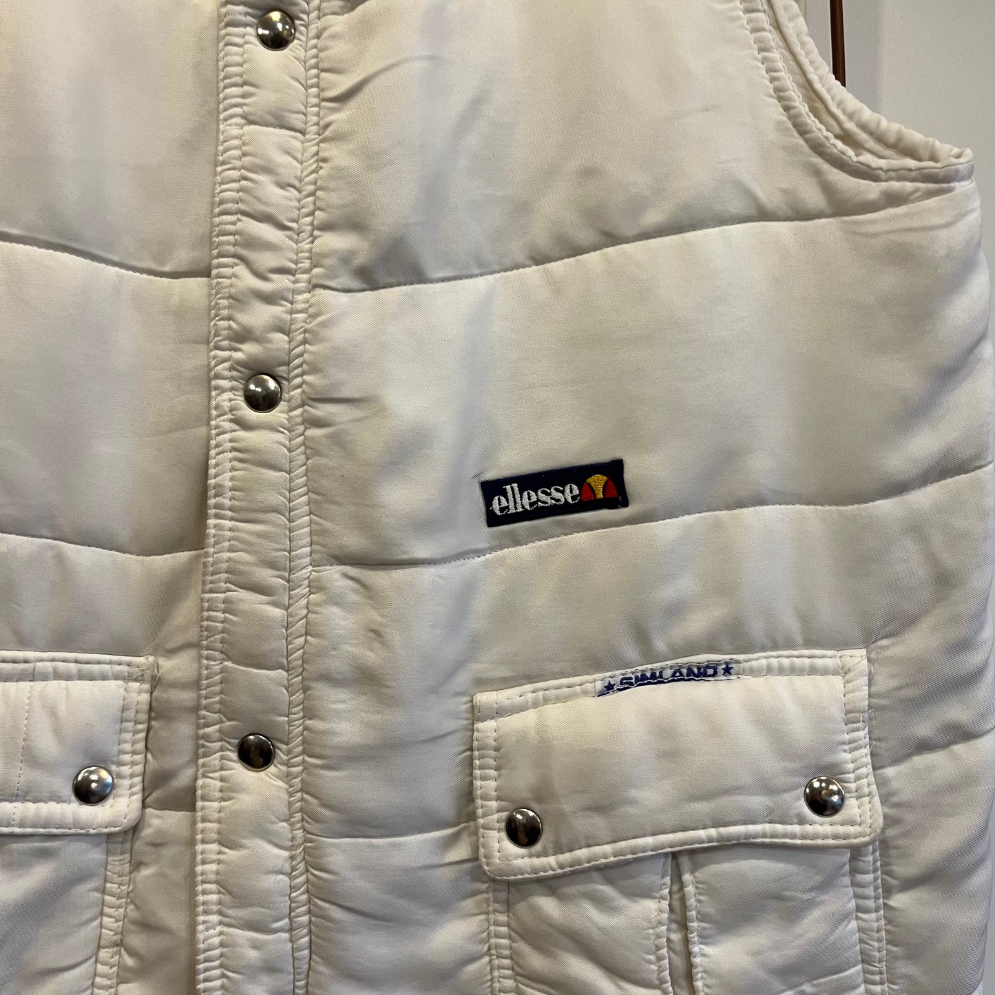1980s White Ellesse Puffer Gilet Jacket
