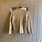 1980s Cream Wool Mock Neck Knitted Arran Jumper
