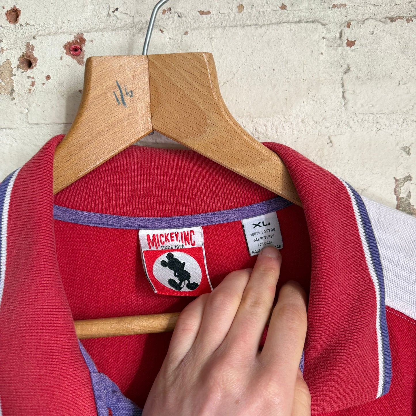1990s Red Mickey Mouse Disney Polo Shirt Top