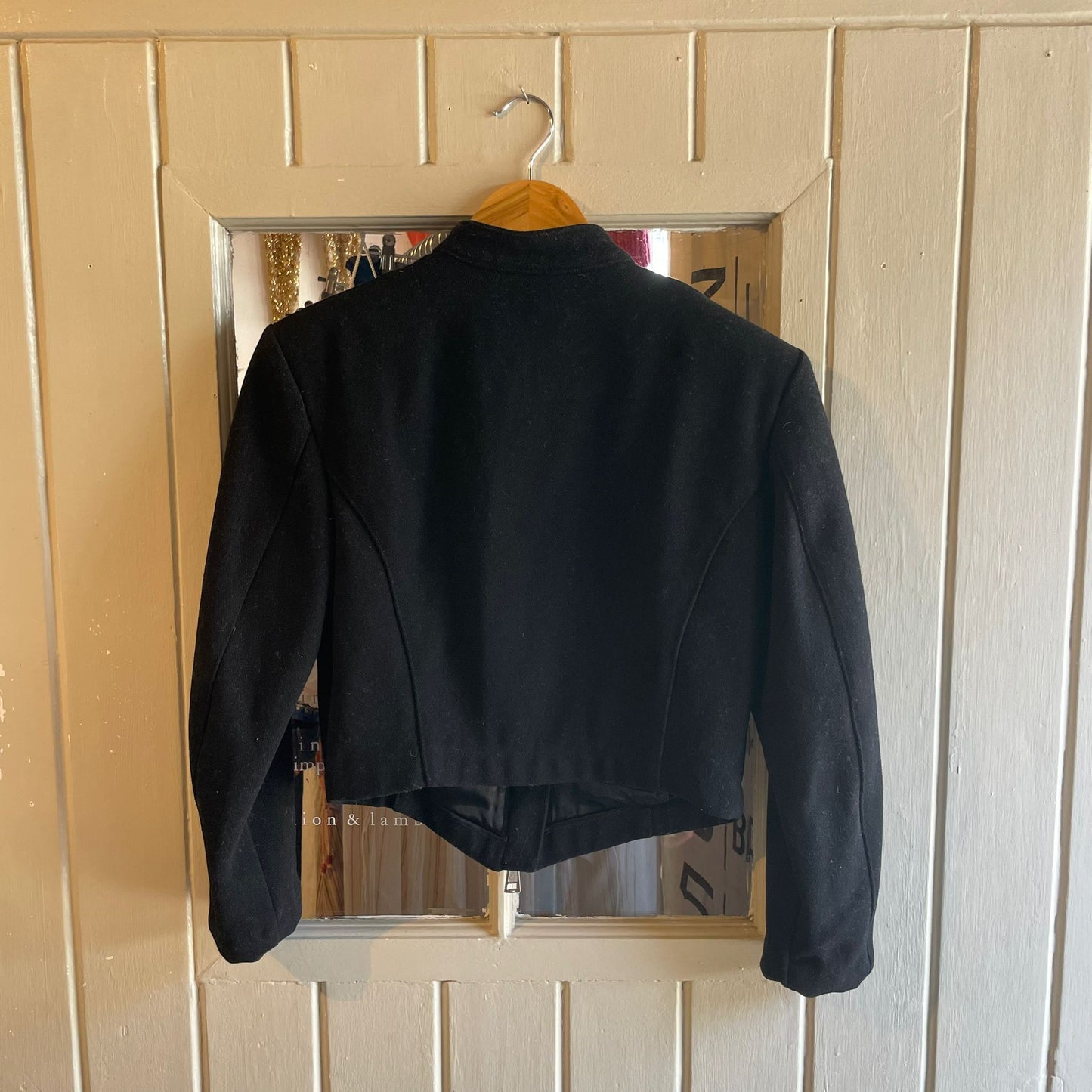 Vintage 90s Black Armani Zip Wool Jacket Coat