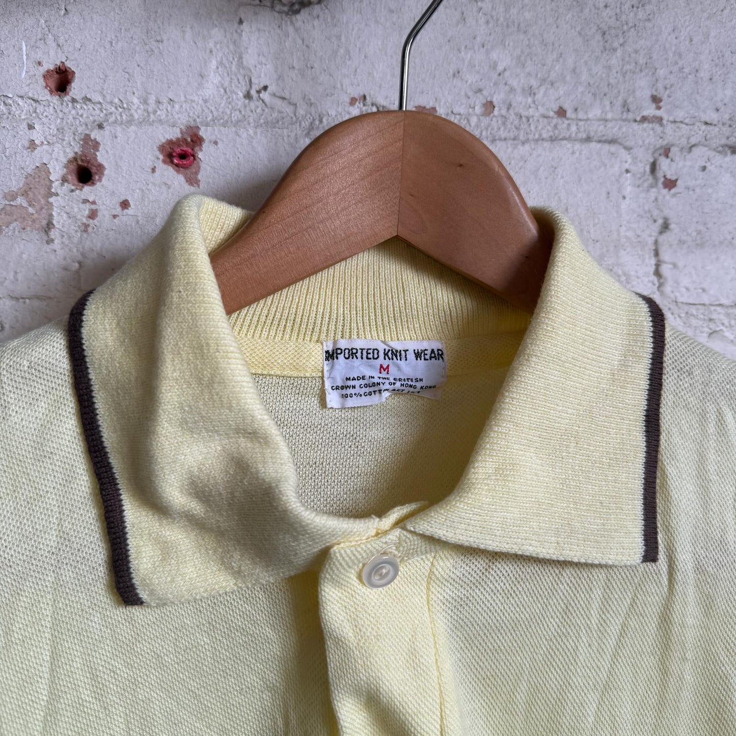1960s Yellow Cotton British Dead stock polo shirt top