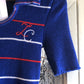 1970s Blue Stripe Italian Knitted Polo SHirt