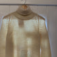 1980s Cream Wool Knitted Roll Neck Jumper