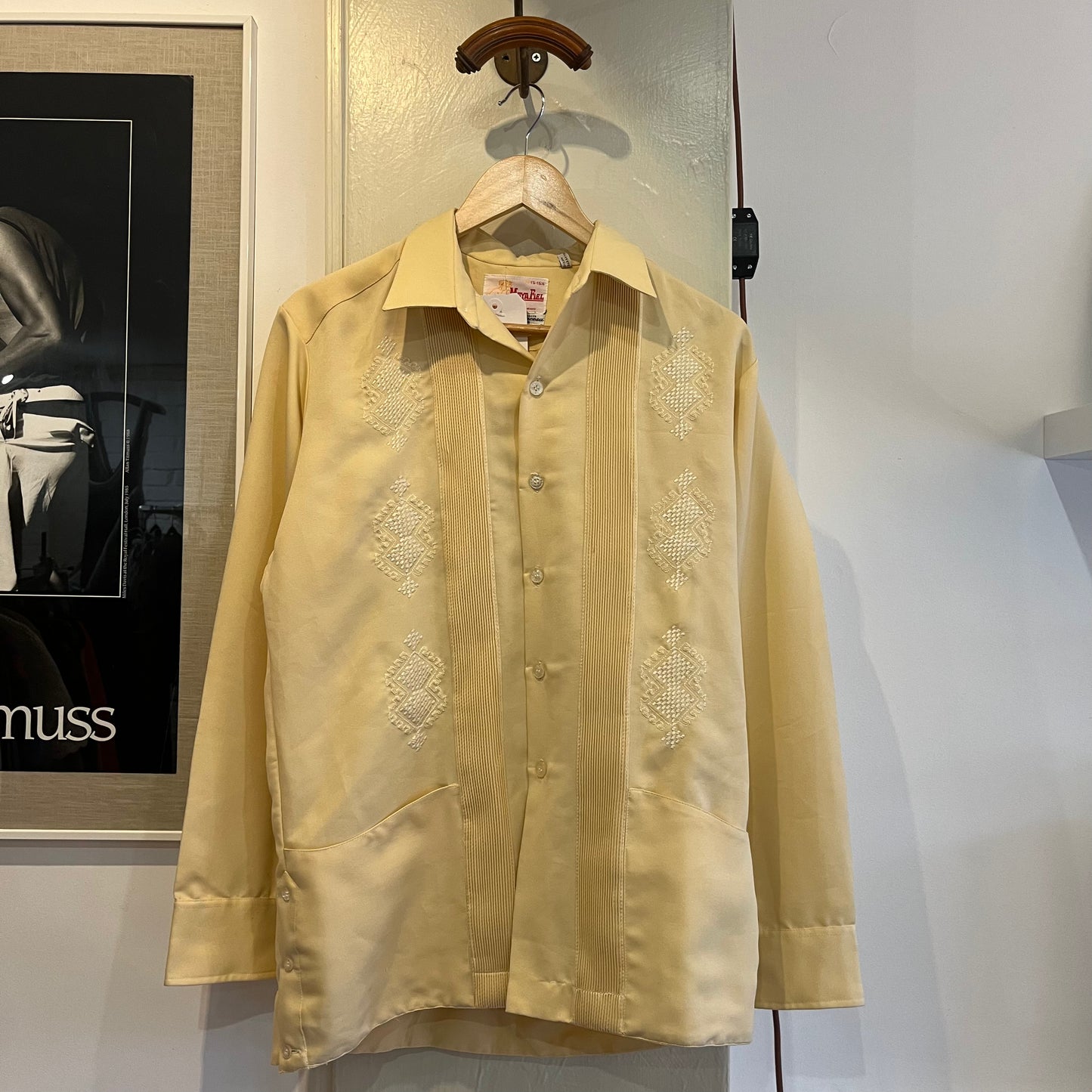 1970s Cream Embroidered Button Up Shirt