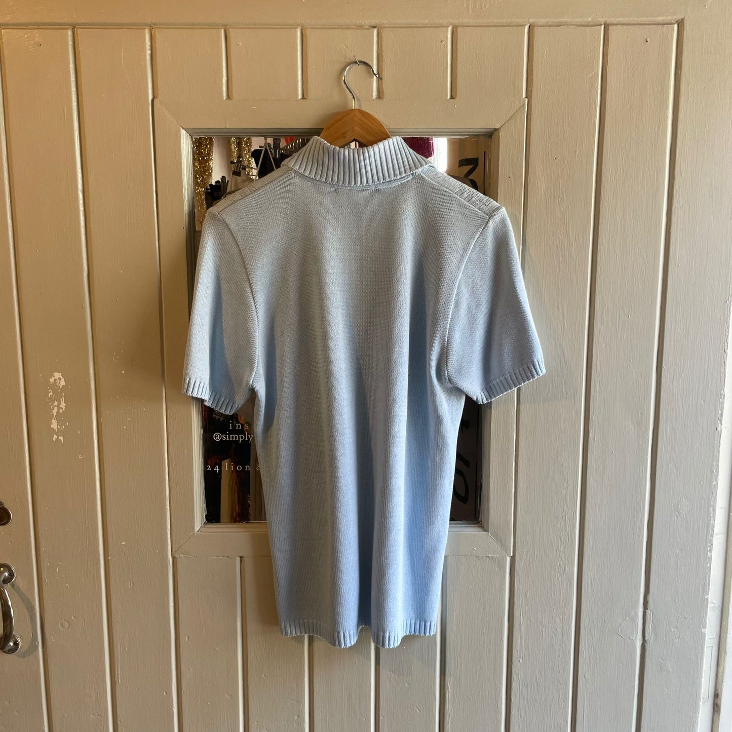 Vintage 70s/80s Baby Blue Knitted Zip Top