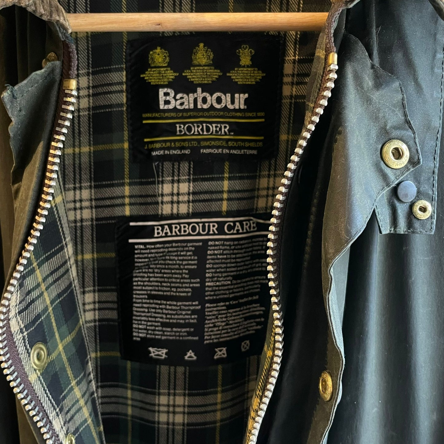 Vintage 1990s Black Barbour Border Wax Jacket