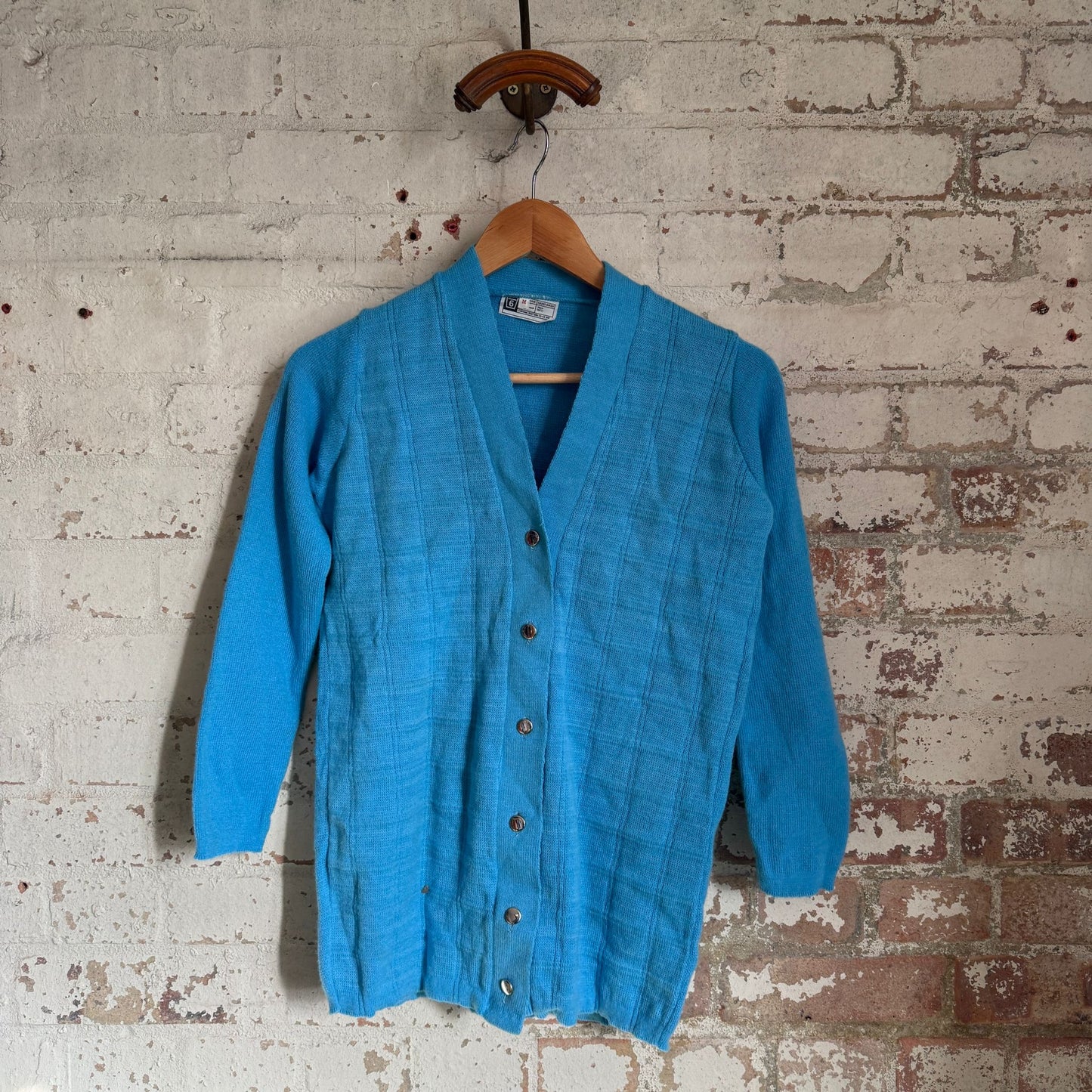 1960s Blue Wool Button up Cardigan Jumper