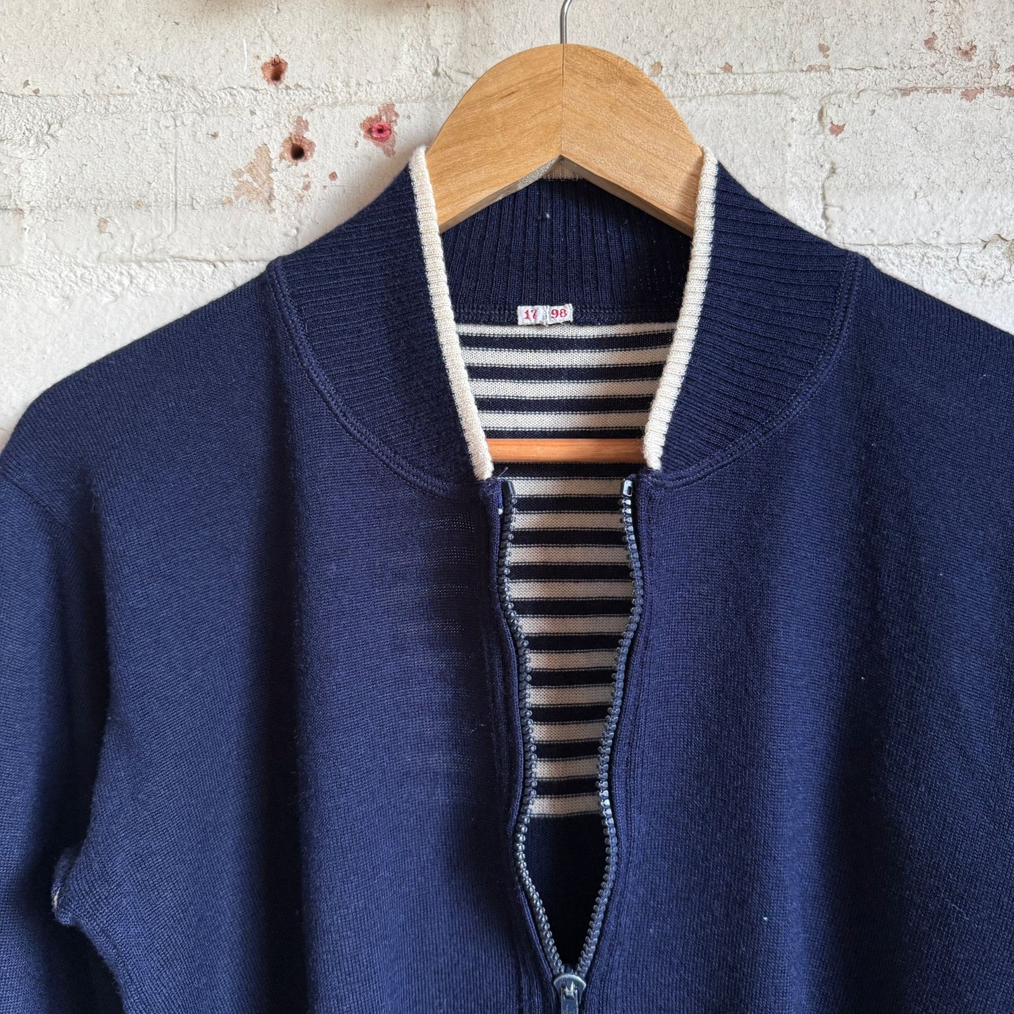 1970s Navy Italian Zip Up Cardigan Track Top