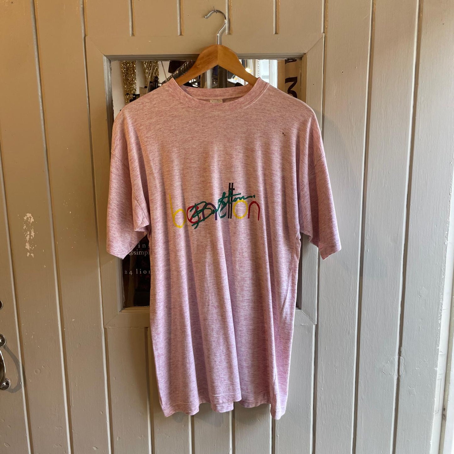 1990s Pink Benetton Graphic T-Shirt