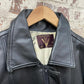 Vintage 1980s 1990s Black Leather Flight Bomber Jacket Coat