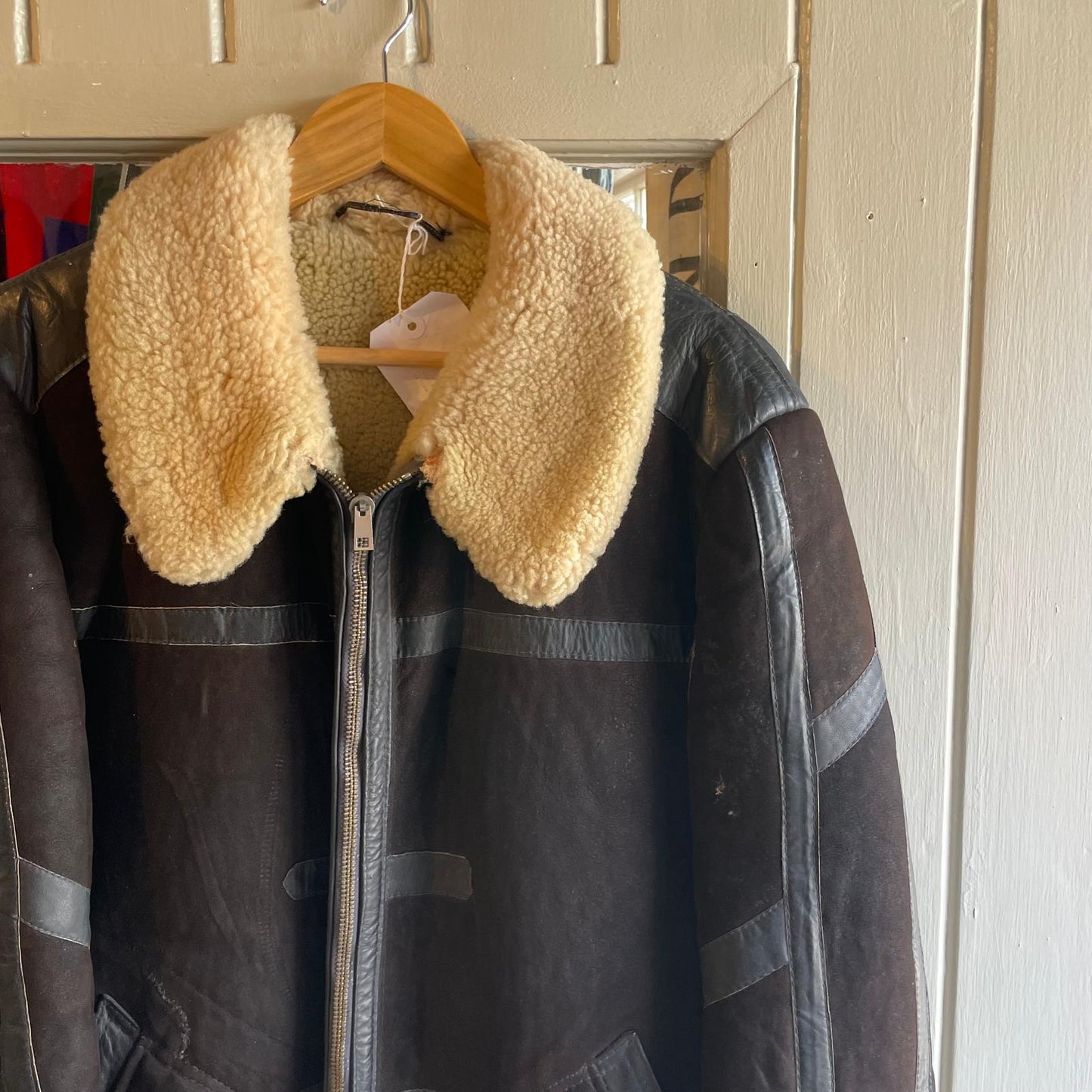 1970s Dark Brown Sheepskin Lined Zip Up Flight Jacket