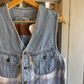 1980s Light Blue Denim Checkered Gilet Vest