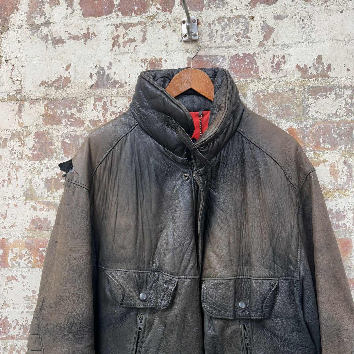 1980s Black Faded Leather St Michael Jacket