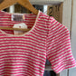 1970s Pink Striped Knitted T-Shirt Top