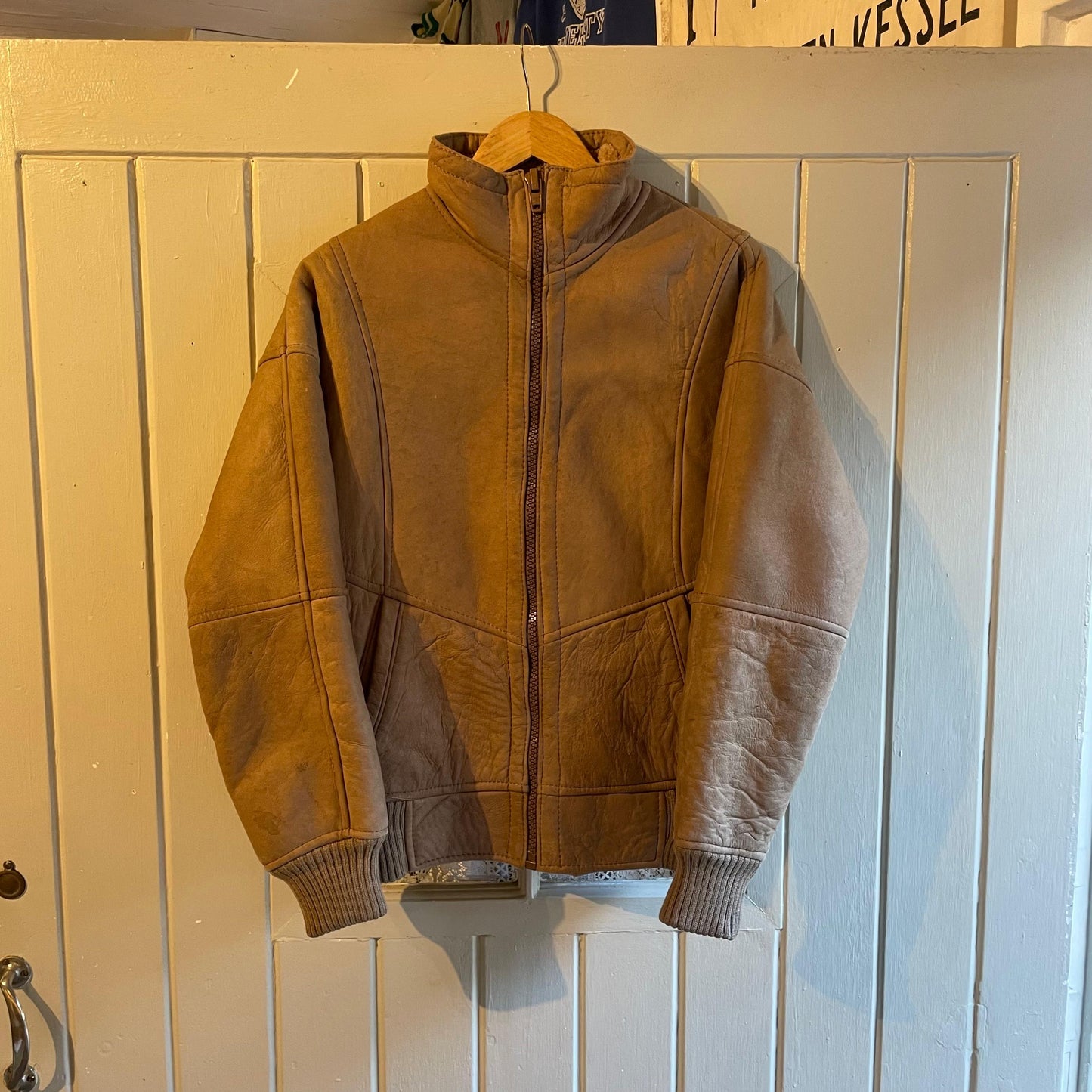1970s Brown Suede Fur-lined Zip Jacket