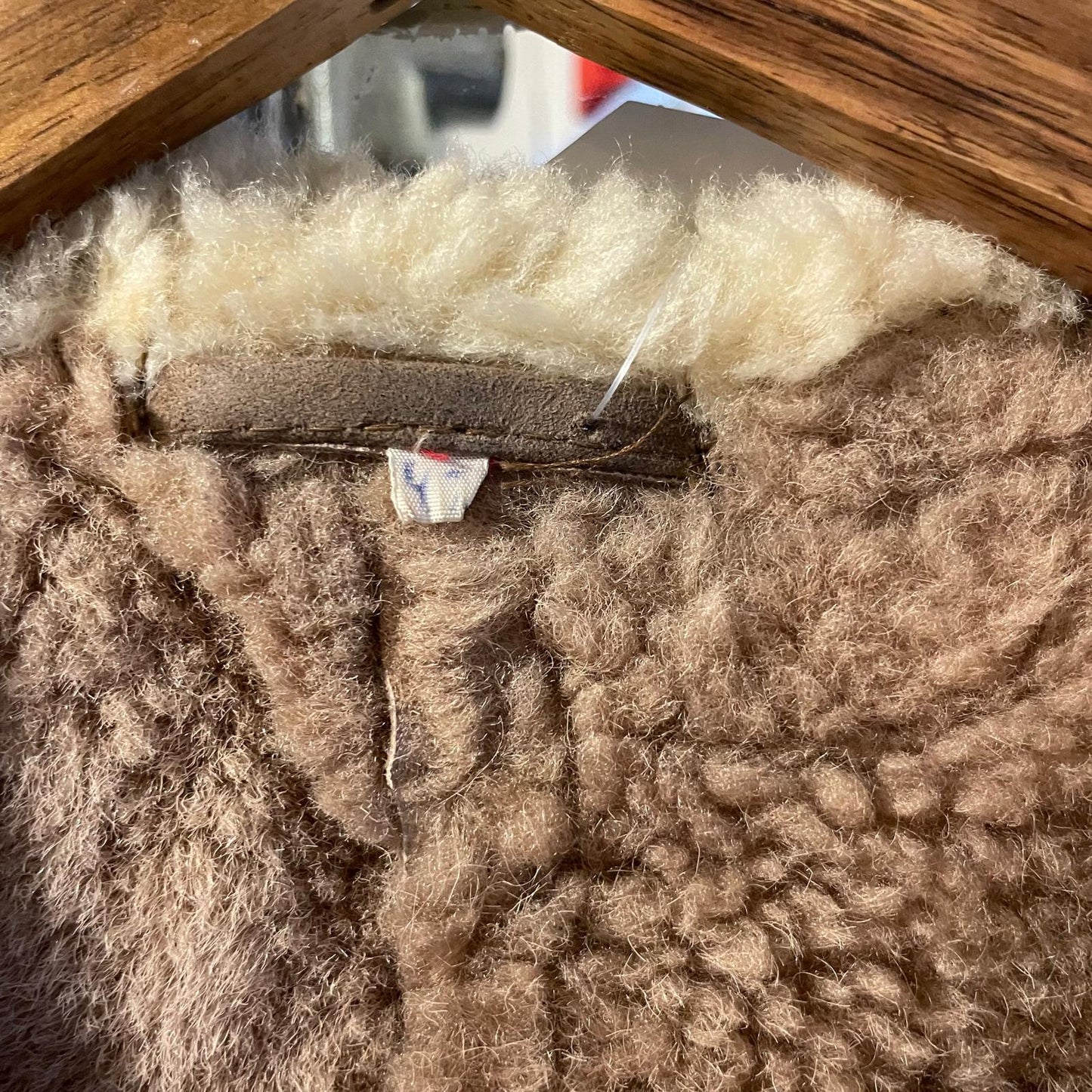 1970s Beige Afghan Sheepskin Gilet Jacket